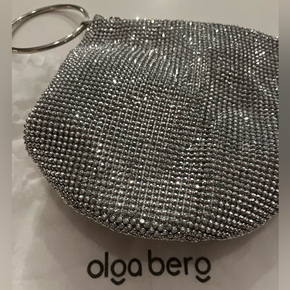 Olga Berg crystal mesh ring handle bag